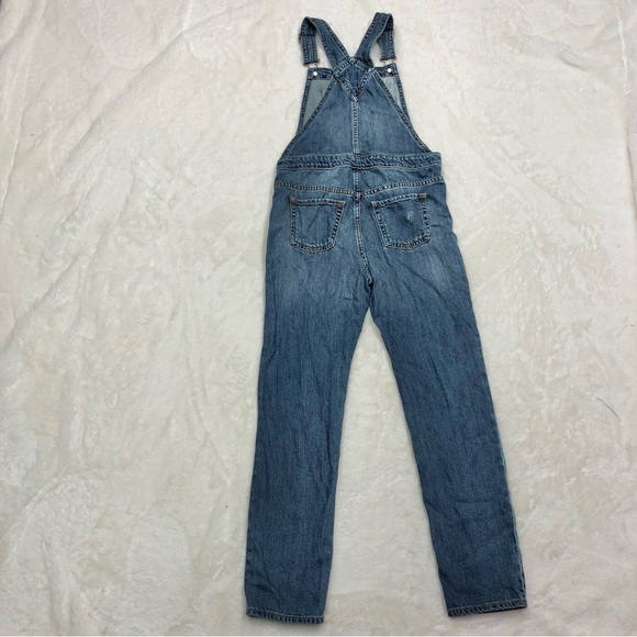 NEW Gap kids distressed Blue Denim Overalls size large - Picture 8 of 8